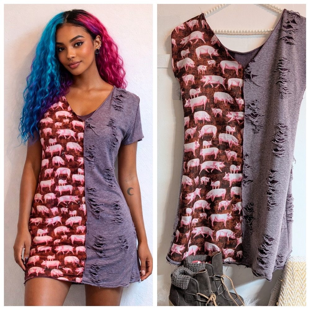 Unique Indie Sleaze Distressed Piglet Dress